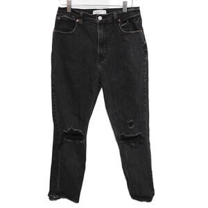 Abercrombie & Fitch Ankle Straight Ultra High Rise Black Denim Jeans Size 27 4 R